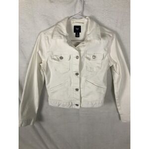 Gap Jean Jacket Womens Extra Small White Denim‎ Trucker Button Front Pockets